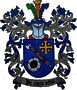 Miroslav Frk: V modrém štítě pokosem stříbrný fasces s červenými stuhami, provázený nahoře zlatým jeruzalémským křížem, dole černá růže se zlatým semeníkem na stříbrné růži, oboje se zelenými kališními lístky. Na kolčí přilbě s točenicí a přikryvadly modro-stříbrnými tři pštrosí pera, zelené, zlaté a modré.