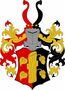 V červeno-černě polceném štítě vztyčená oboustranně uťatá větev, vpravo se dvěma svěšenými lipovými listy a sukem, vlevo se dvěma svěšenými žaludy a sukem, vše zlaté. Na kolčí přilbě s točenicí a přikryvadly vpravo červeno-zlatými a vlevo černo-zlatými dva buvolí rohy, vpravo červený, vlevo černý.