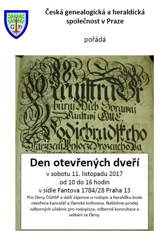 Den otevřených dveří CGHS v knihovně a kanceláři Fantova 28, Praha 13