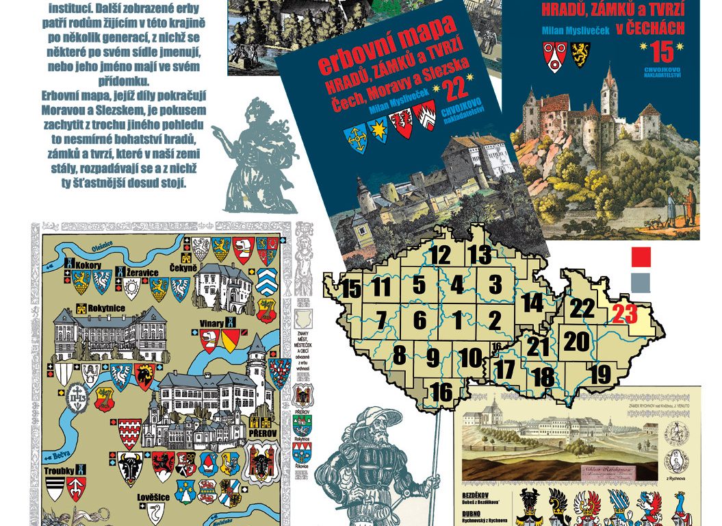 V prodeji svazek knih Erbovní mapa hradů, zámků a tvrzí v Čechách 1-22
