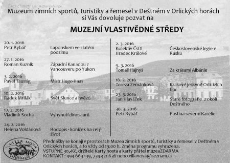 Rodopisná přednáška v muzeu Deštná v Orlických horách 24.2.2016