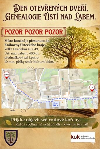 Genealogie Ústí nad Labem 2025 změna místa